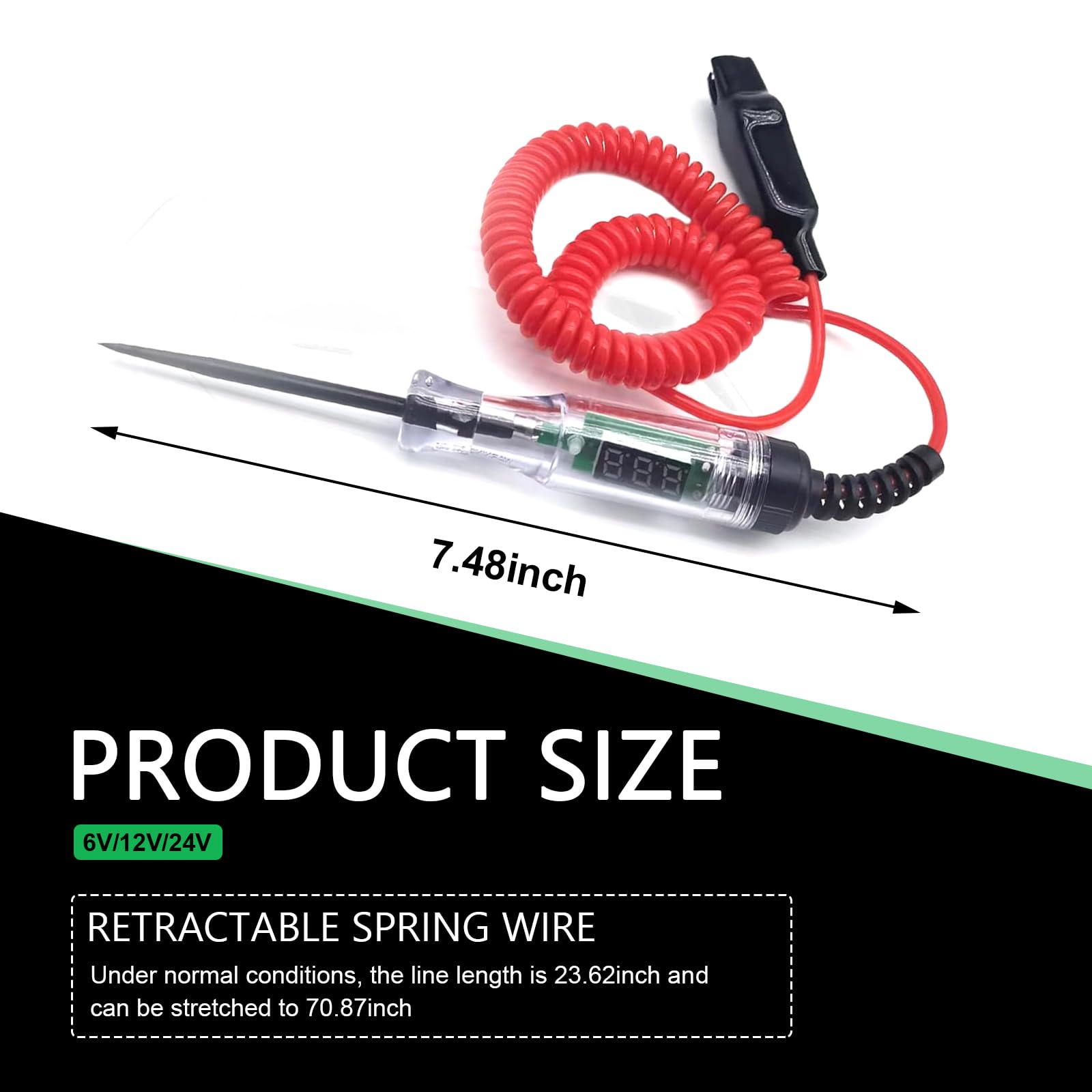 Downhill Car Circuit Test Pen, 3V-70V Digital Display Multi-Function Induction Probe Detection Tool for Wire Fuse Socket Voltage Continuity Test, Universal for Cars Portable Repair Tool (Red #1)