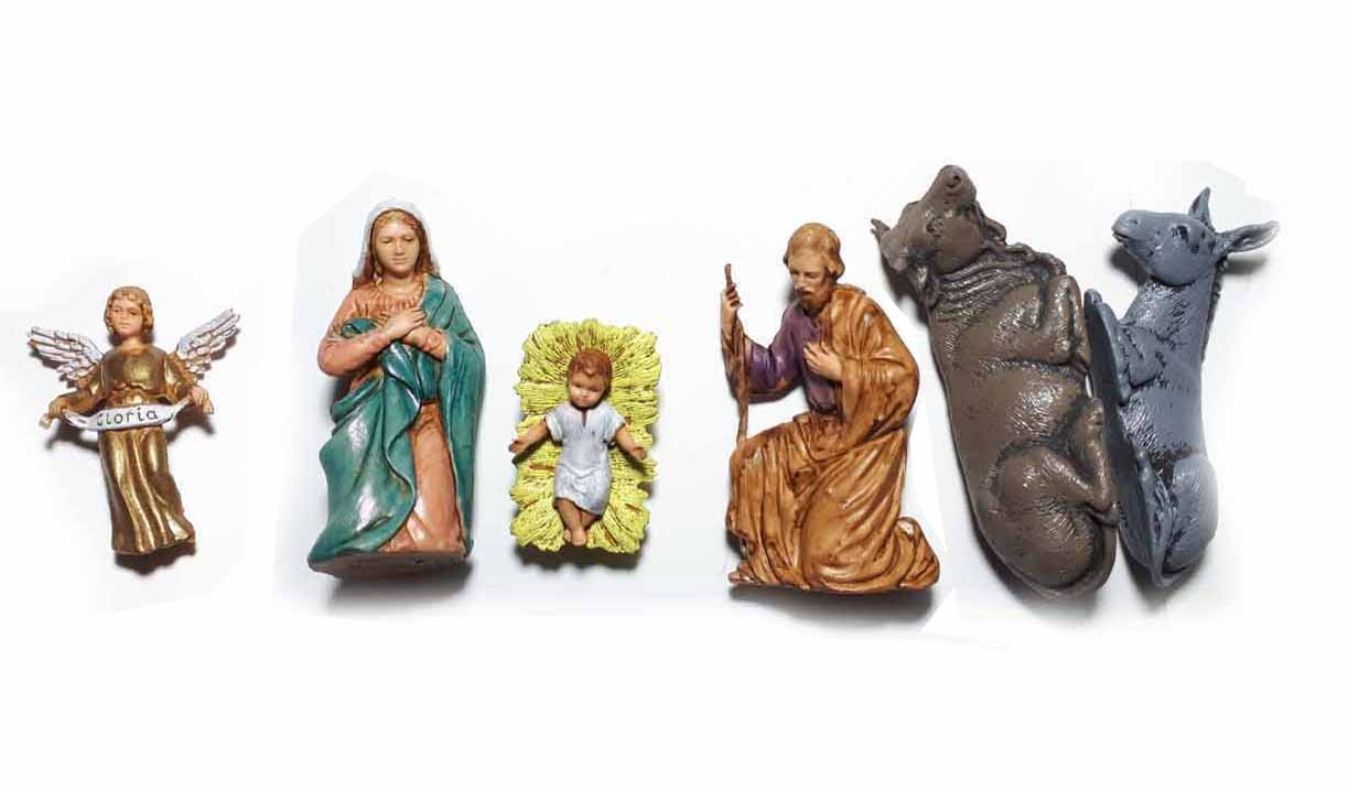 Set 9 Pastori In Plastica Per Presepe – Altezza 7 Cm, Con Maria, Giuseppe, Gesù, Asino, Bue, Magi, Angelo