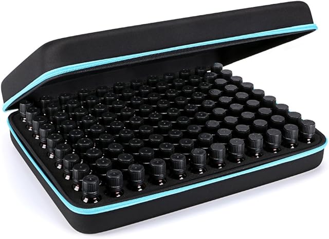 BTSKY 108 Bottles Durable Waterproof Hard Shell EVA Large Capacity Essential Oils Handle Carrying Case (Blue)
