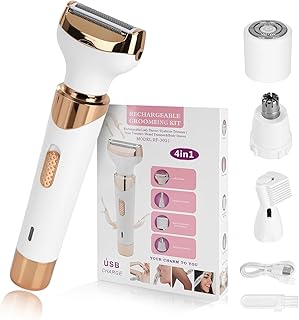 Depiladoras depiladoras para mujeres, depiladora facial 4 en 1, depiladora facial, de cejas y nariz, para todo tipo de piel, cabezas extraíbles y lavables