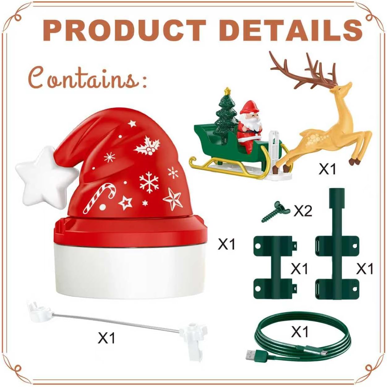 Christmas Tree Decorations,Christmas Tree Topper Santa Hats, Santa Claus Riding a Sleigh and Circling Around the Trees in the Light and Music, Unique Holiday Xmas Decorations Funny Home Decor