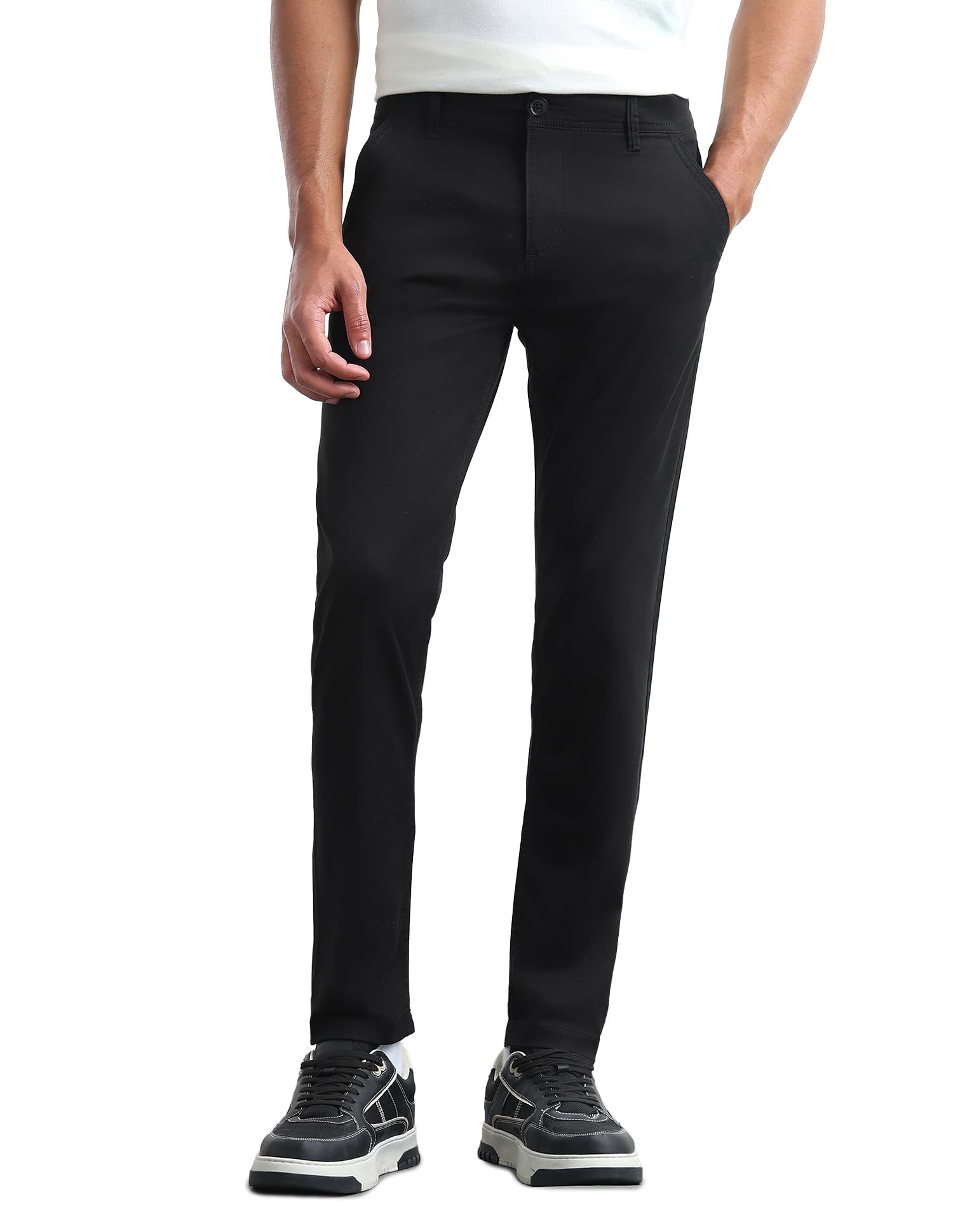 flying machine Men's Slim Tapered Fit Trousers| Solid | Mid Rise-picture-26