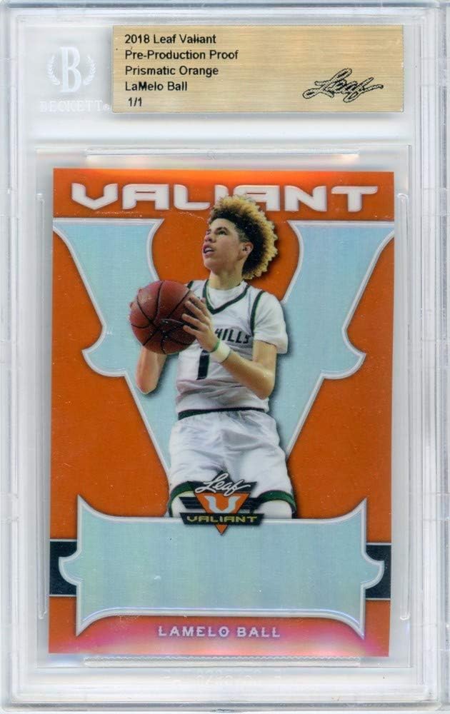 LaMelo Ball 2018 Leaf Valiant Basketball Prismatic Orange Pre-Production Proof 1/1