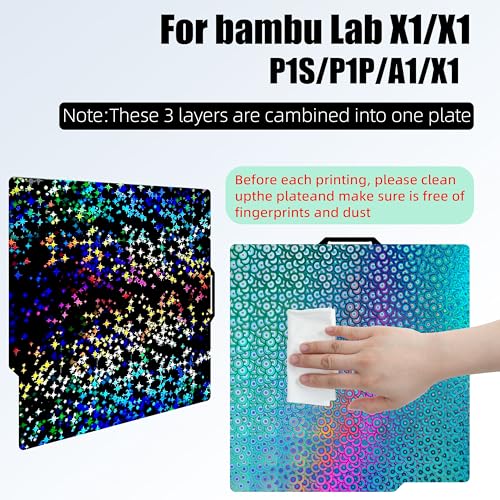Image of Build Plate 257x257mm - GOMENL Build Plate for Bambu Lab A1 P1P P1S P2S X1 X1C X1E 3D Printer, 3D Printer Spring Steel Removable Platform (Star + Kaleidoscope)