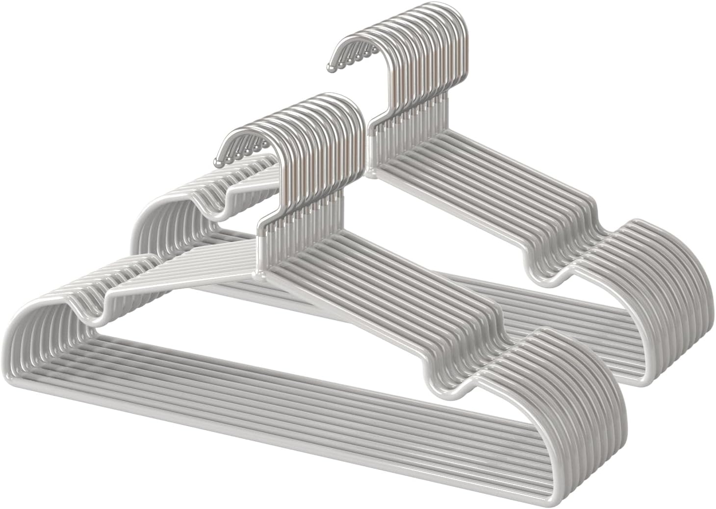 Metal Hangers Non-Slip Suit Coat Pant Hangers with Rubber Coating, Stainless Steel Wire Clothes Hanger Chrome and Grey Friction, Space Saving Hangers 15 Inches Wide, 20 Pack