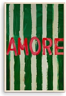 OZCONO Typography Wall Art Poster, Psychedelic Stripe Print, Green Kitchen Decor, Maximalist Style (Unframed) (9x11)