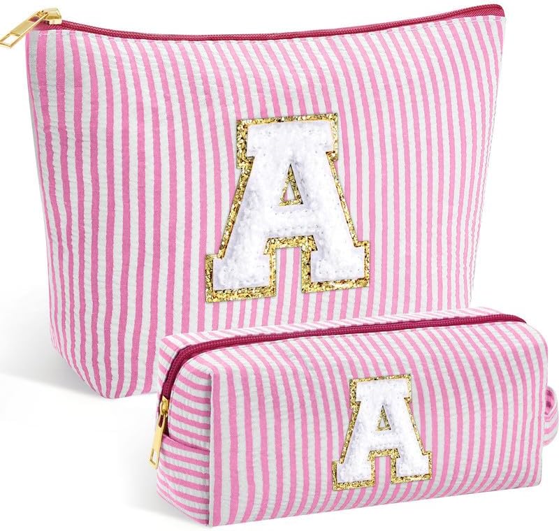 SEFORICO Personalized Make Up Bag – Birthday Gifts for Women Large Capacity A-Z Cosmetic Bags 2 Pack Makeup Bag Women’s Portable Toiletry Bag