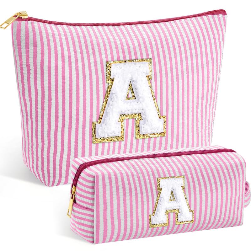 Personalized Make Up Bag - Birthday Gifts for Women Large Capacity A-Z Cosmetic Bags Girls Gifts 2 Pack Makeup Bag Women's Portable Toiletry Bag