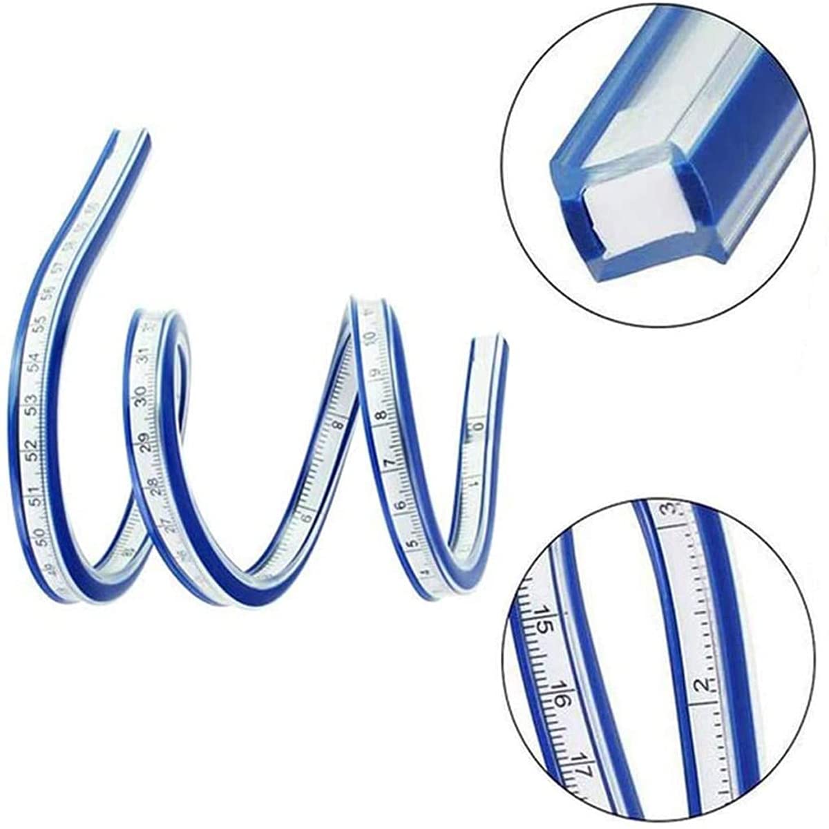 Buy Techson 24 Inch (60cm) Flexible Curve Ruler, 2 Pack Double Side ...