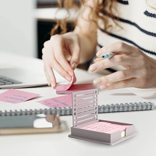 Miniatura 7 de Soporte para notas adhesivas compatible con notas Post It, dispensador de almohadillas adhesivas de 3 x 3 con plantilla, organizador de bloc de