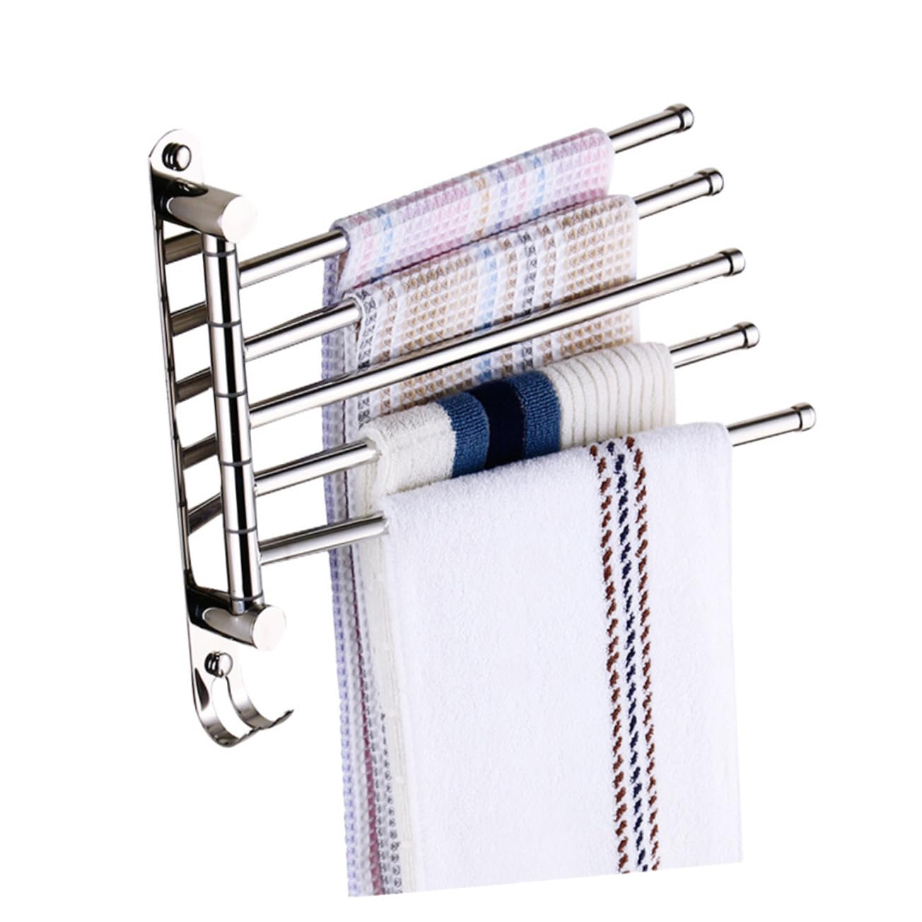Porte-serviettes pivotant mural POPETPOP gain de place avec barres de support rotatives