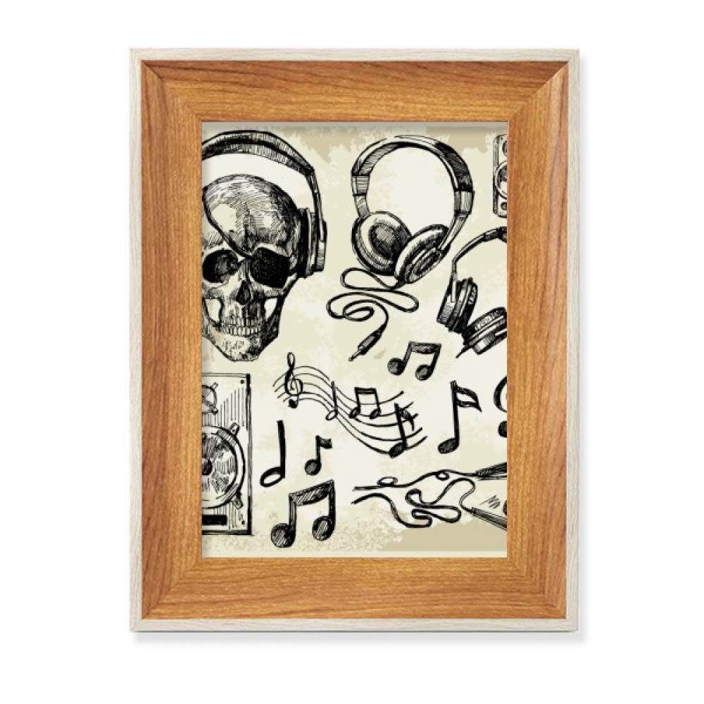 Modèle crâne casque musique cadre photo en bois affichage tableau