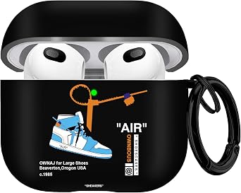 Gedicht for Airpods 3rd Generation Case Air Sports Shoes, Protective TPU Soft Cases Cover Rugged for Apple Airpod 3 Case with Keychain for Women Men,Black Blue