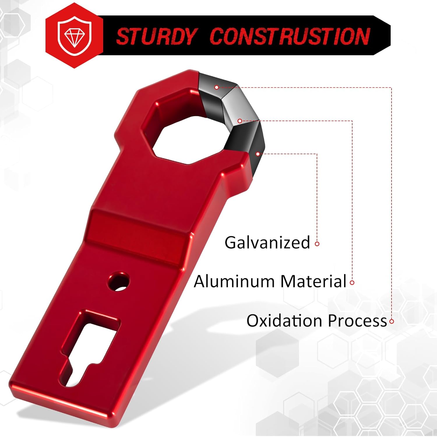 Gooseneck Ball Adapter and Front Tow Hook (Red)