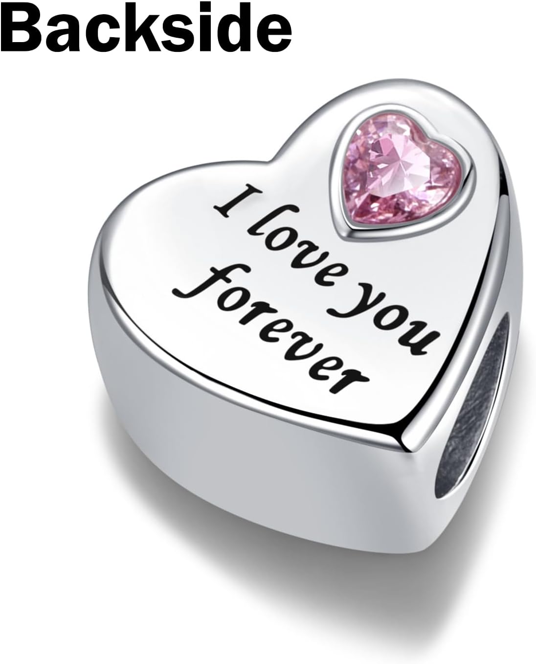 NARTGO Pink Crystal Heart I Love You Forever Charm for Mom Daughter Auntie Grandma Friend Granddaughter Compatible with Pandora Bracelets - Image 3