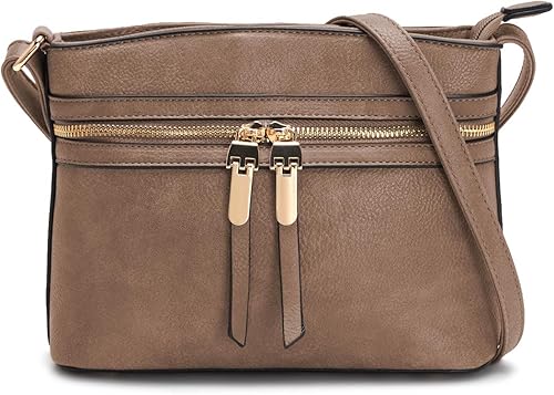 LA TERRE Bolsos cruzados con bolsillo con cremallera, bolsos cruzados ligeros medianos para mujer