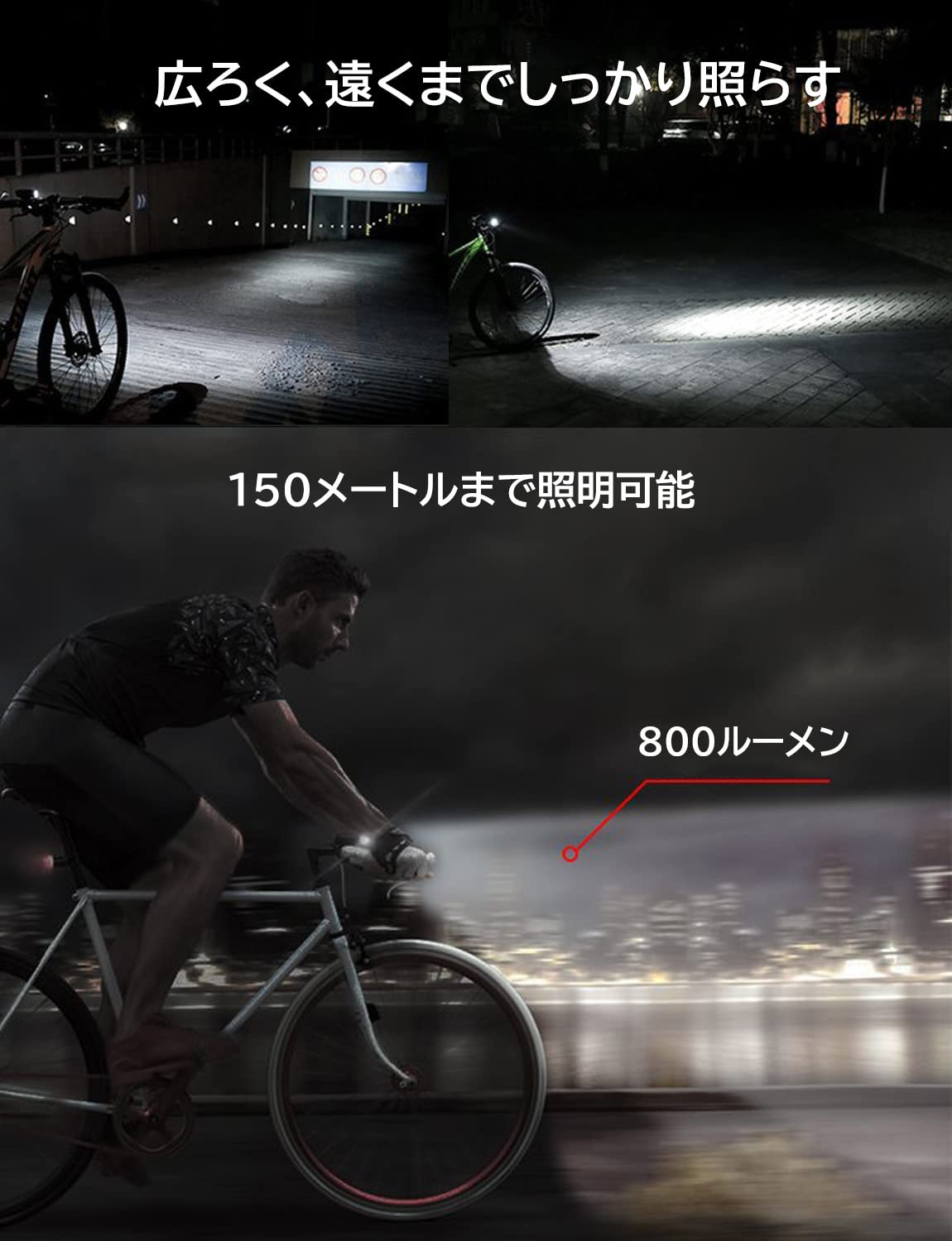 ホワイト ロードバイク 前照灯付き Amazon | 自転車 ライト ハンドルバー下取り付け可能 ロードバイク