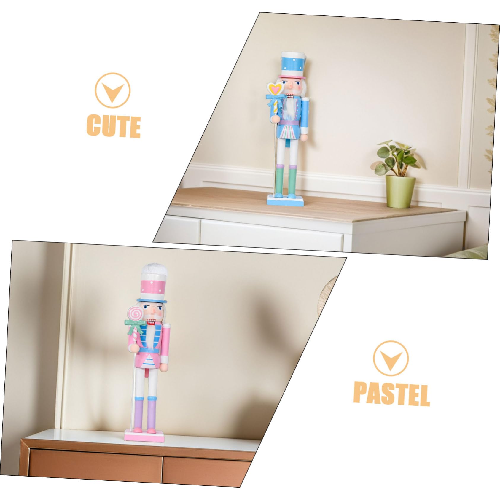 Cabilock 2pezzi Statuette in Legno dello Schiaccianoci Color Pastello per Decorazione da Tavolo per Feste di Natale Figure di Caramelle Schiaccianoci in Piedi