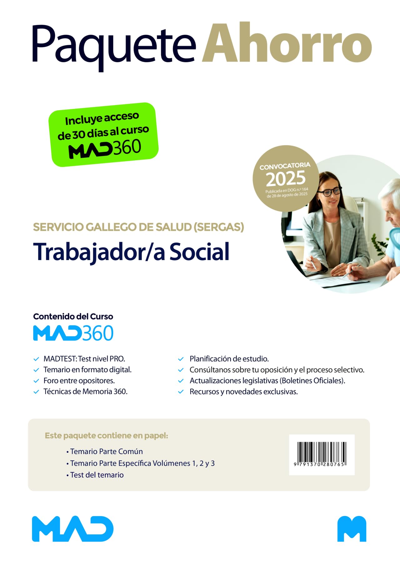 Oposiciones Trabajador/a Social del Servicio Gallego de Salud (SERGAS). Paquete Ahorro de Libros y Curso MAD360
