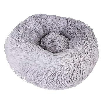 GG Enterprise Pet Bed Soft Dog Lounger Snooze Slepping Donut Cushion Mat Pad Light Gray S