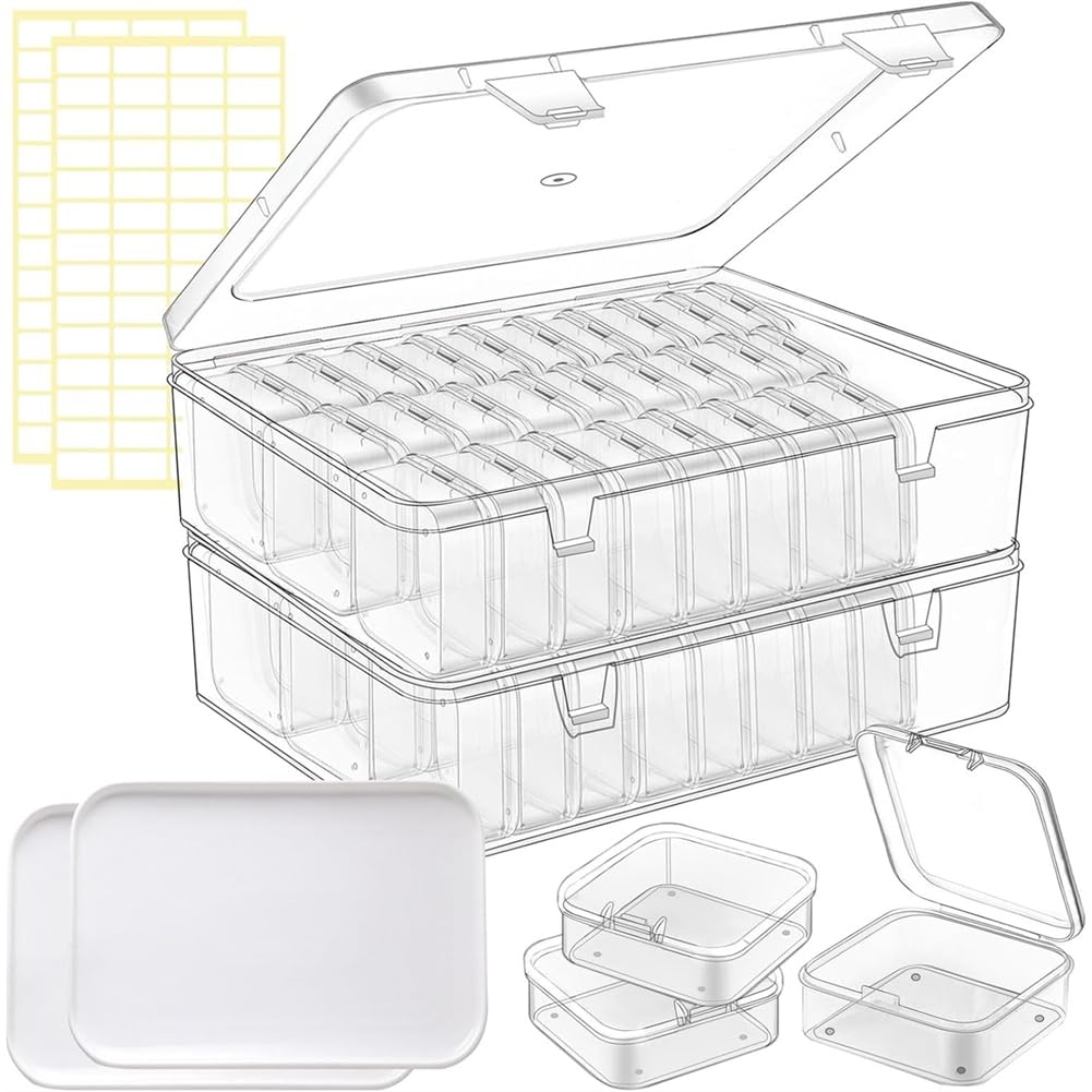 IJSDNVJNDX Bead Organizer Box, 60Pcs Small Beads Organizers, with Classification Tags and Trays, Clay Beads, Screws, Seeds B