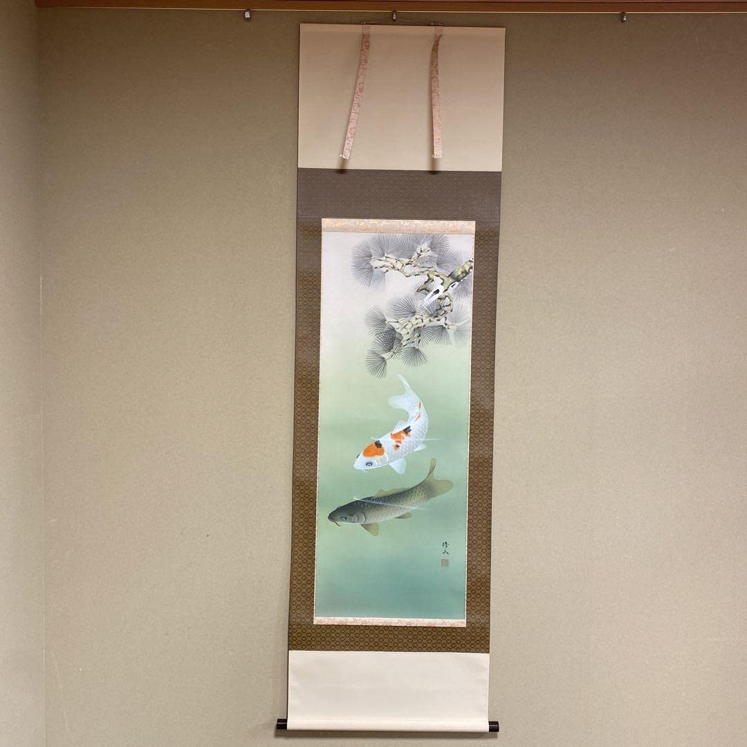 【真作】掛軸　双鯉図　逸品　O73 真作】掛軸 双鯉図 逸品 O73 真作】掛軸 双鯉図 逸品 O73