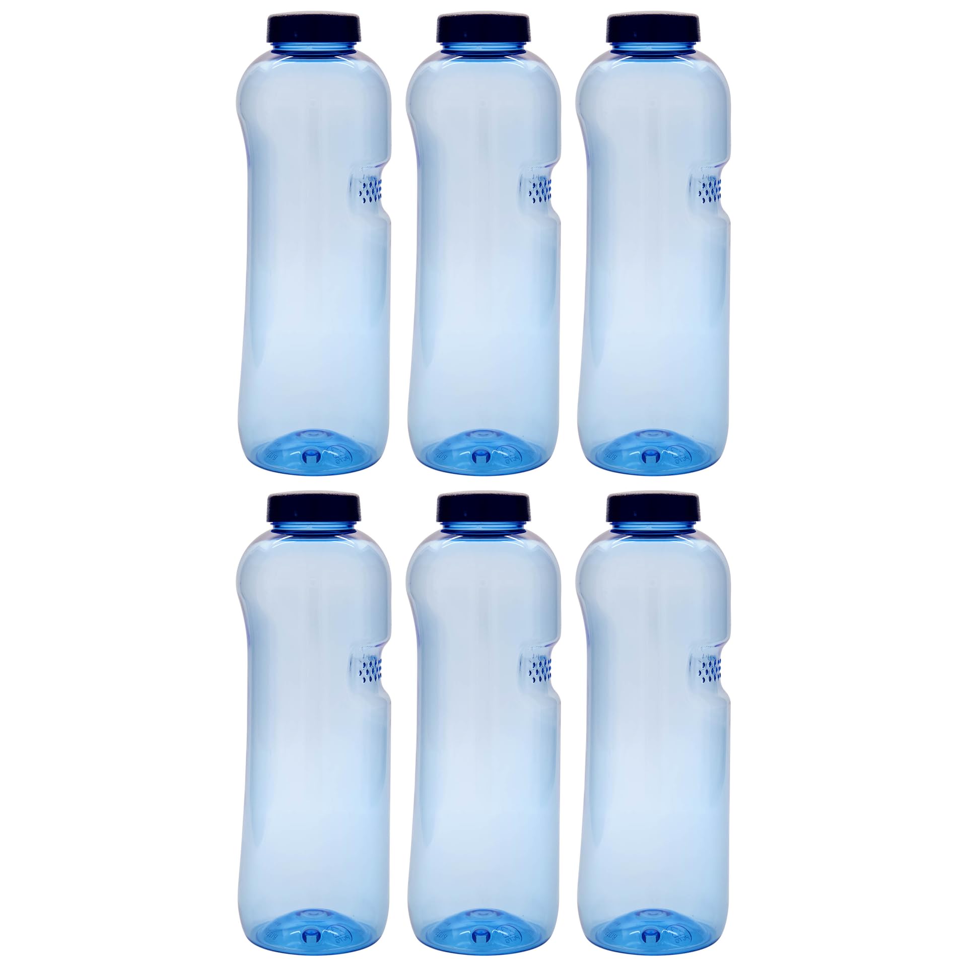 Kavodrink - Set di 6 borracce da 1000 ml, in Tritan, con tappo a vite, per acqua, sport, lavoro, colore blu