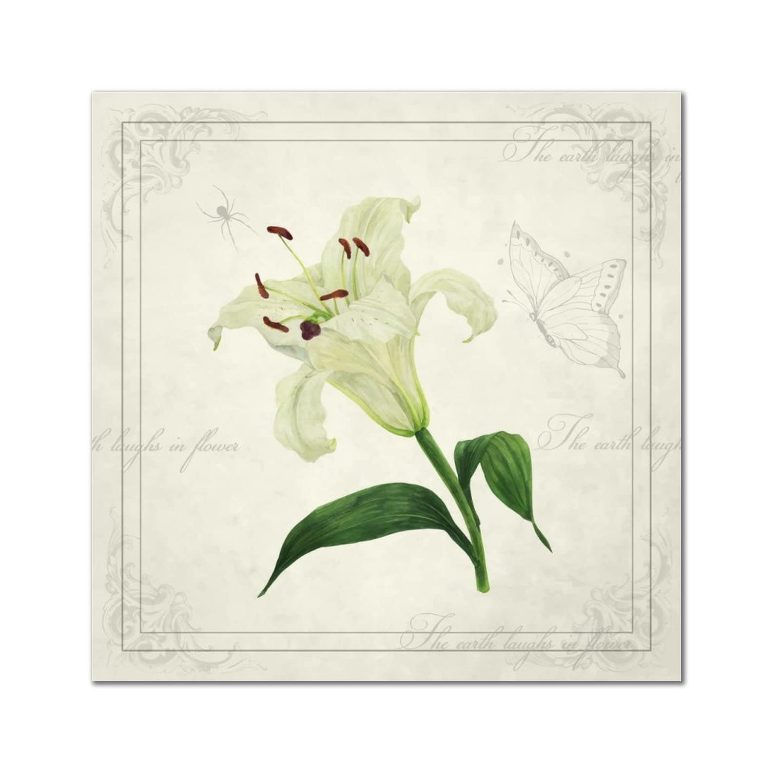 Panneau bois vintage papillon lys : la poésie des fleurs