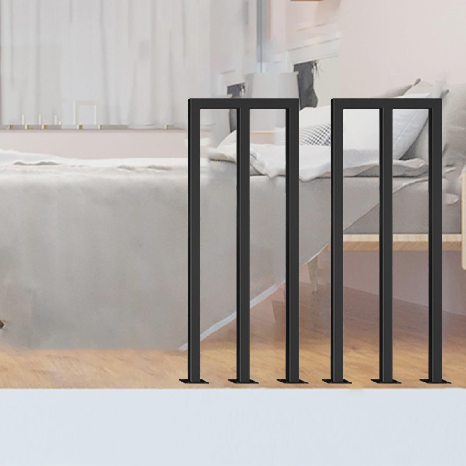 Kit de garde-corps d'intérieur 2 pièces en fer forgé noir hauteur 60cm