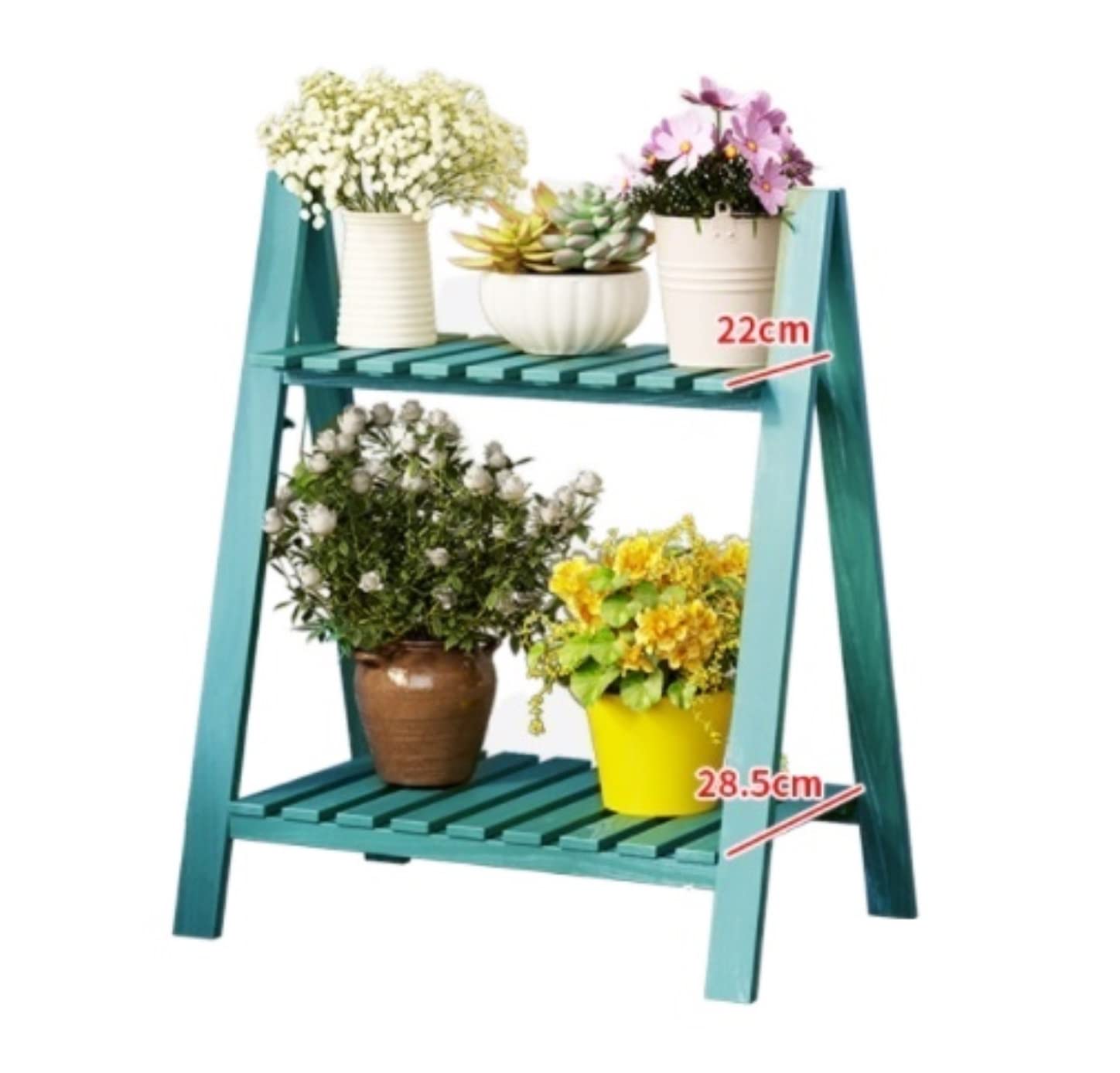 YUANCHUTOP Stylish Blue Wood Plant Stand for Indoor/Outdoor Flower Pots - Modern Garden Display Shelf - 50x33x59.5cm, Perfect for Home Decor and Plant Lovers