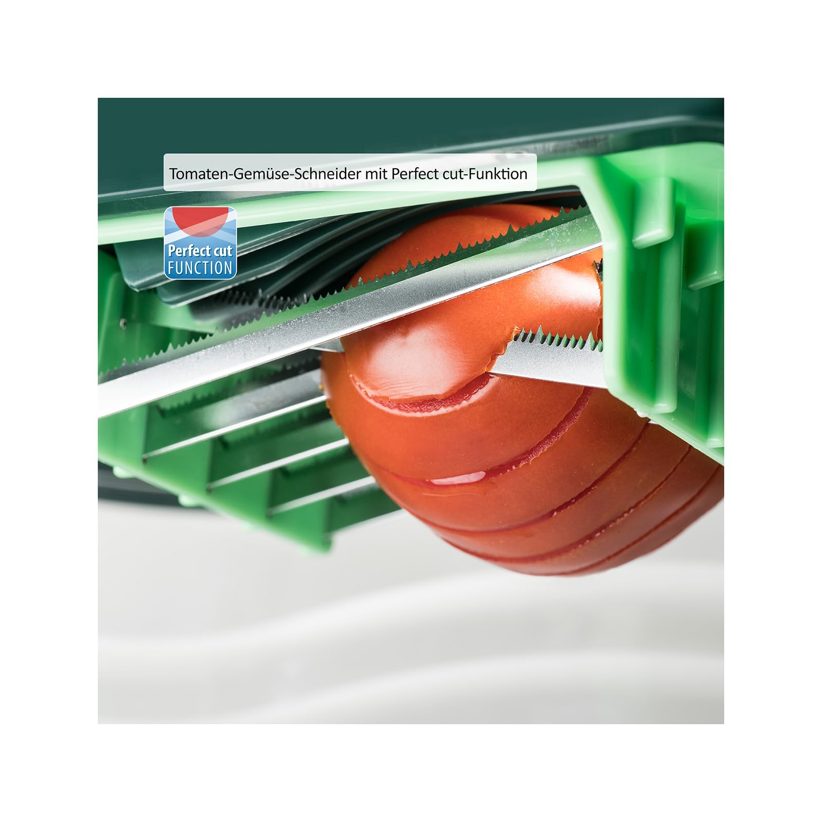 Genius Nicer Dicer Chef Deluxe-Set 28-tlg. Multifunktions-Profi-Gemüseschneider mit Glasschale und Tomatenschneider | Teigwaren, Scheiben, Streifen, Spiralen, Julienne