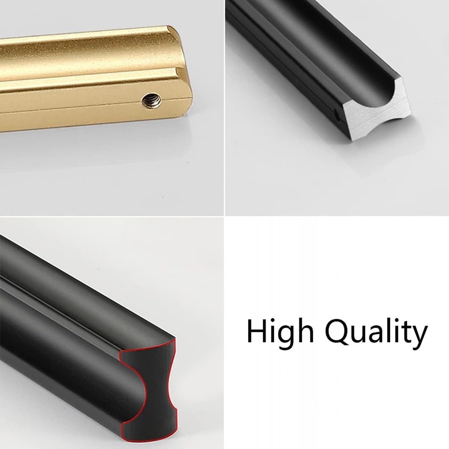 Paire de poignées grises pour meubles de cuisine, tiroirs et portes d'armoires, poignée de placard en alliage d'aluminium, pour salle de bain, chambre, habillag, Length 1000mm, Length 1000mm