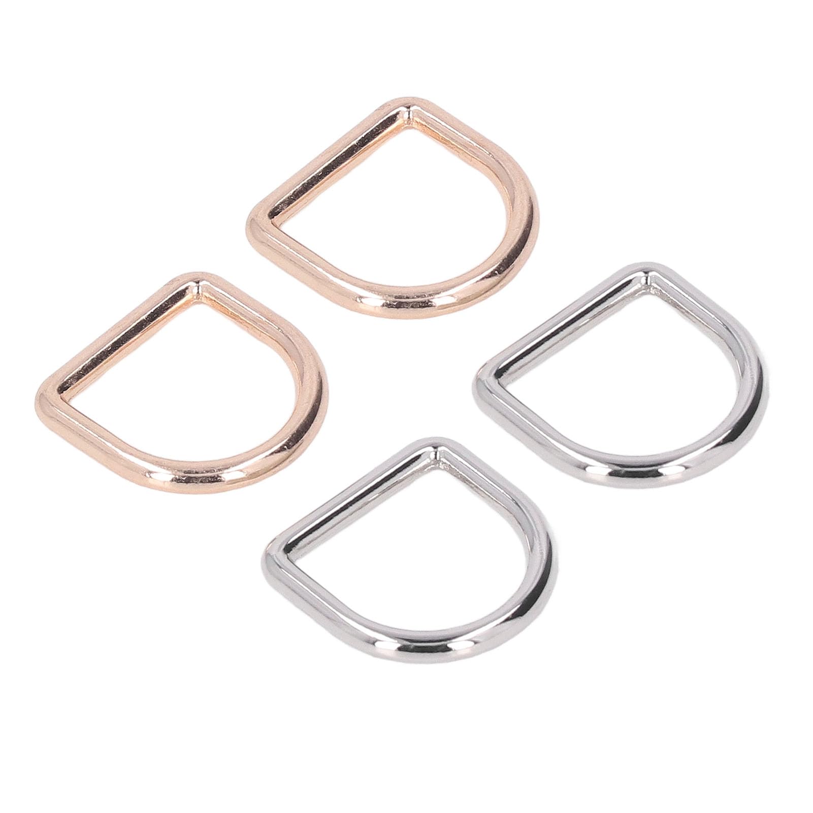 120Pcs Metal D Rings, Gold Silver Proof Integrated Interface Strong Load Bearing D Shaped Buckle Clips for DIY Handcrafts Key Chains Belts Accessories