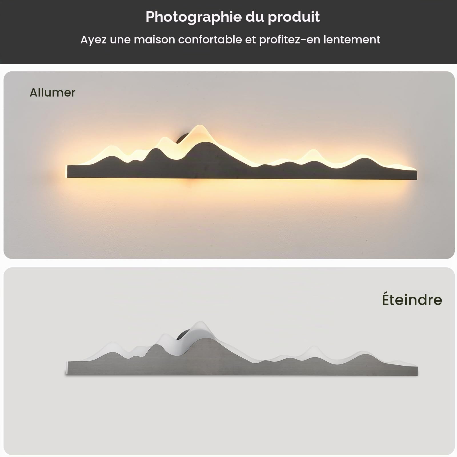 GEADI Applique Murale Intérieure Longue,120CM Lampe Murale LED Dimmable