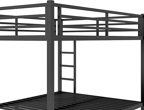 Miniatura 34 de Harper & Bright Designs Litera de metal completo sobre tamaño matrimonial para adultos, marco de cama de metal resistente con escalera y correas de