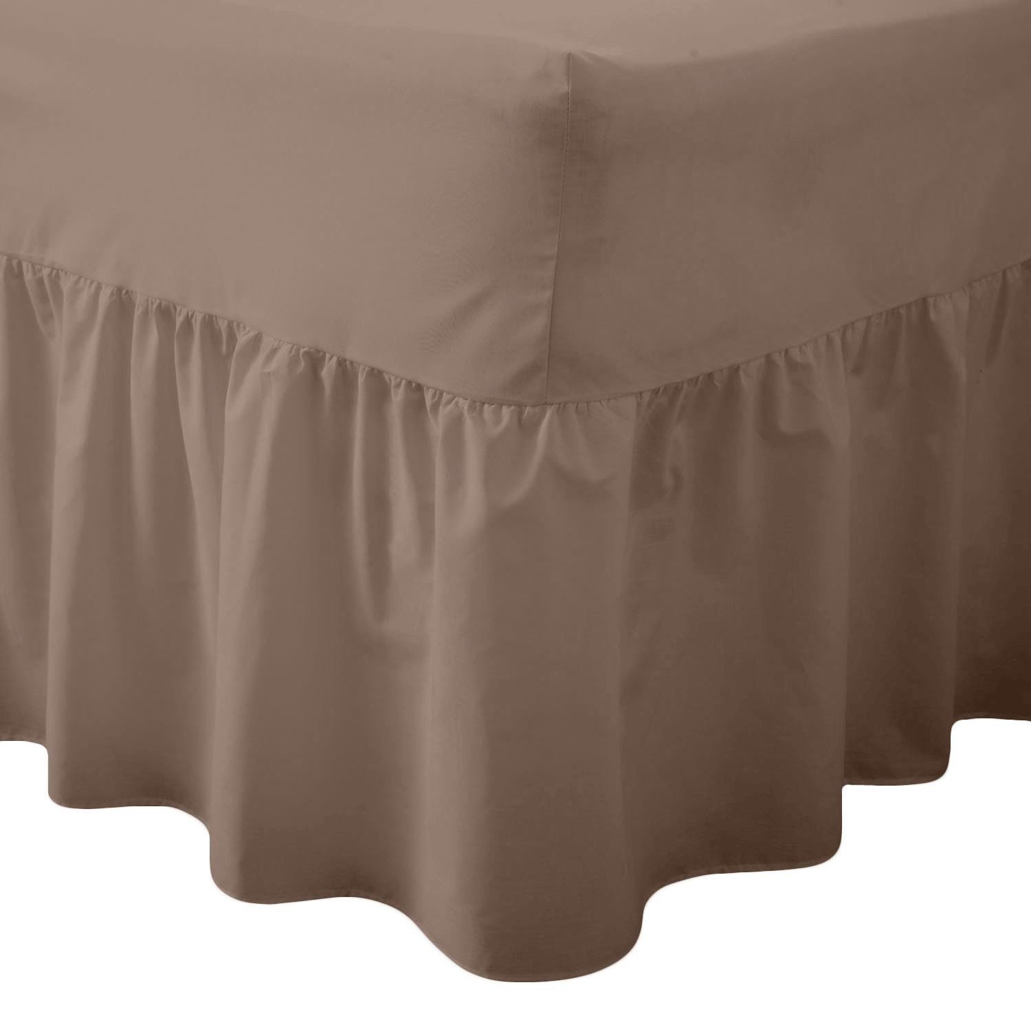Artistic Fashionista Limited Luxury Non-Iron Plain Percale 180 Thread Count VALANCE SHEET โ To Fit Single, Double & King Size Standard Mattress (King, Brown)