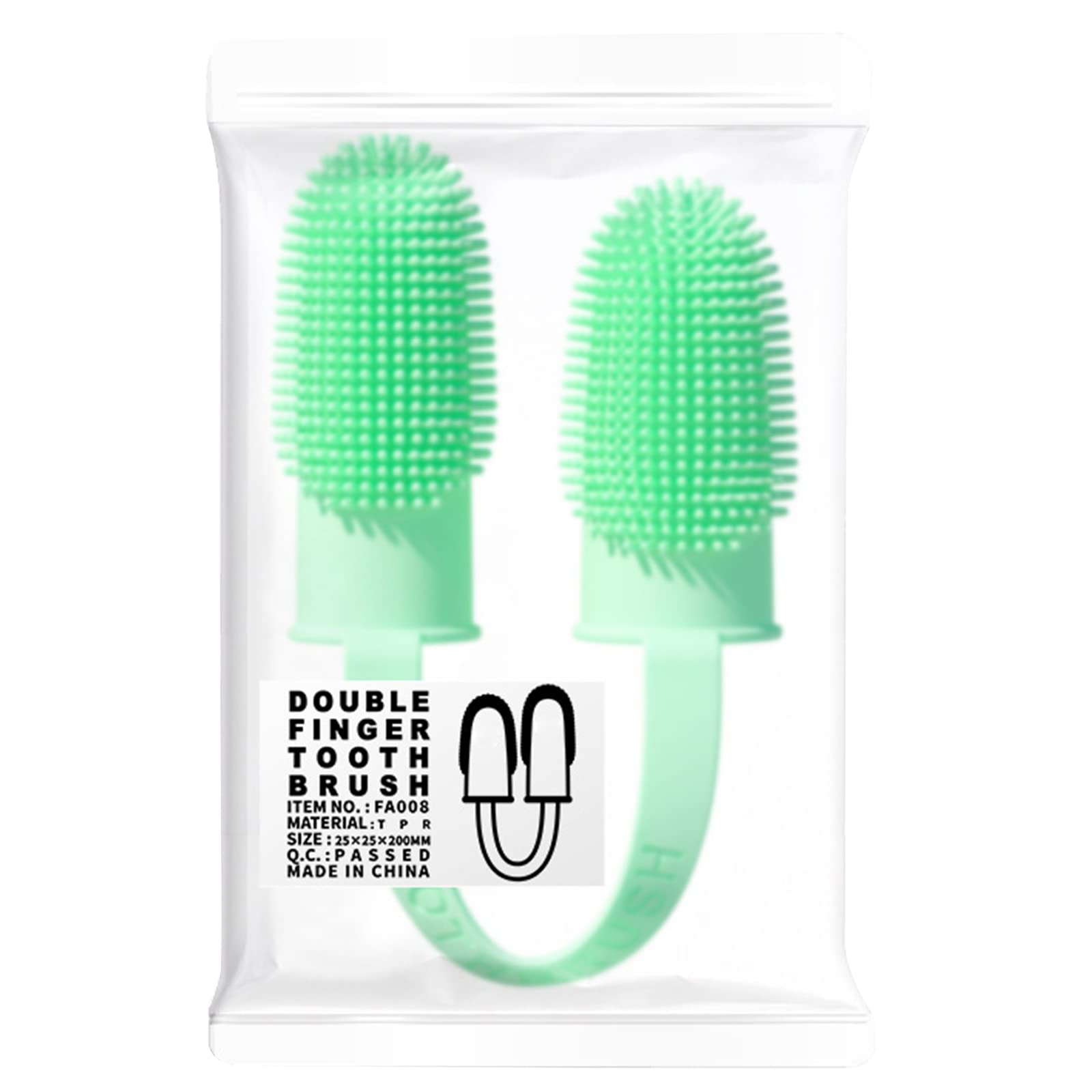 Osdhezcn Dog Toothbrush for Teeth Cleaning, 2-Finger Small Finger Brushes with Soft Silicone Bristles, Pet Care for Dogs and Cats, Green