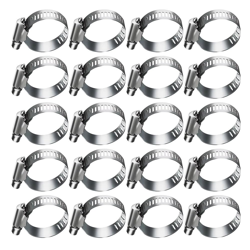 10-30pcs Hose Clamps, SS304 Adjustable Worm Gear Pip Tube Tool for Water Pipe Plumbing Fuel Line Intercooler(46-70mm-10pcs)