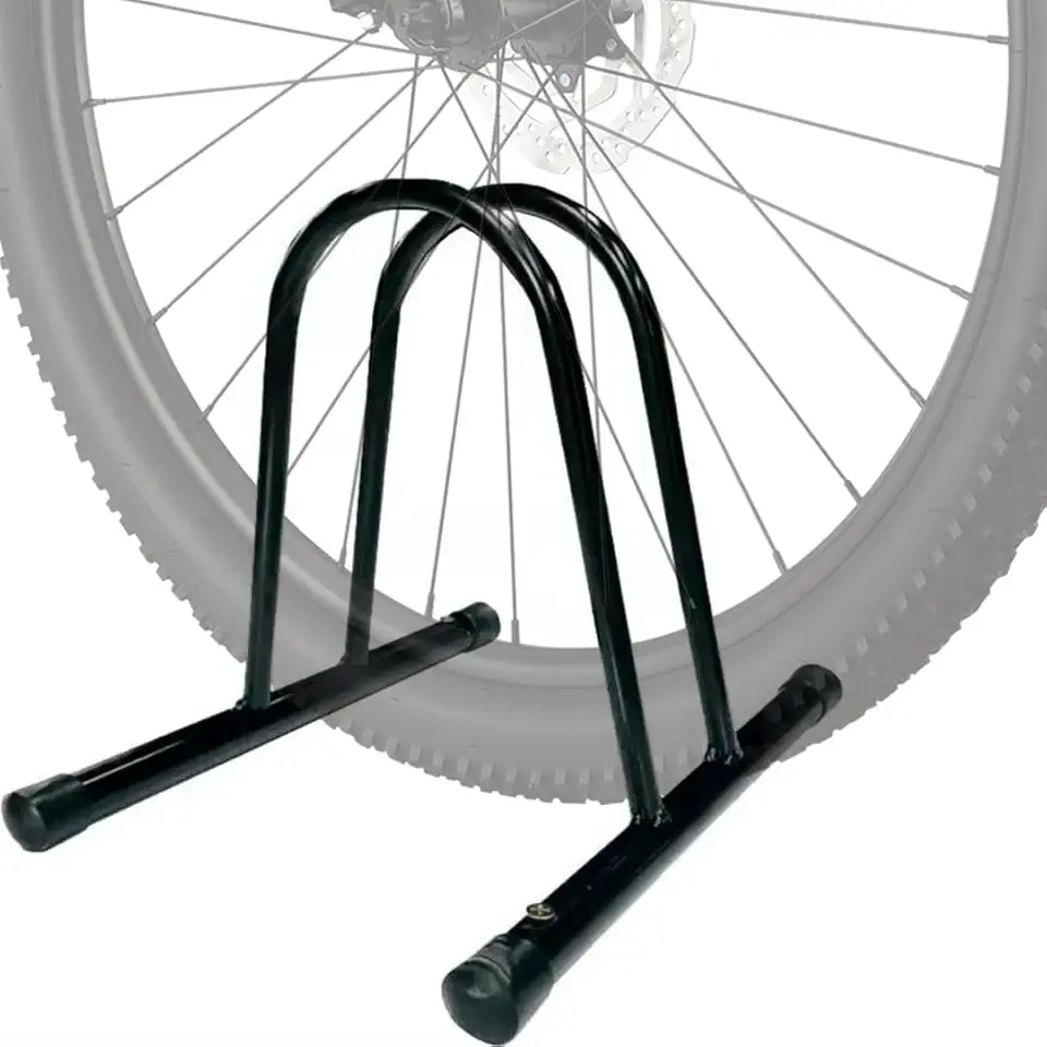 Barra Fixa Bicicletário Suporte Bicicleta Chão Expositor Transbike Preto Ferro 1 Vaga Fácil Estacionar Garantia 3 Meses