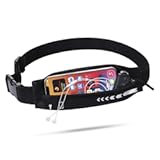 USHAKE Slim Running Belt for Women Men-Runners Phone Holder Fanny Pack&comma; Adjustable&comma; Bounce Free Waist Pouch bag for Workout&comma; Money Belt&comma; Run Gear Accessories Black