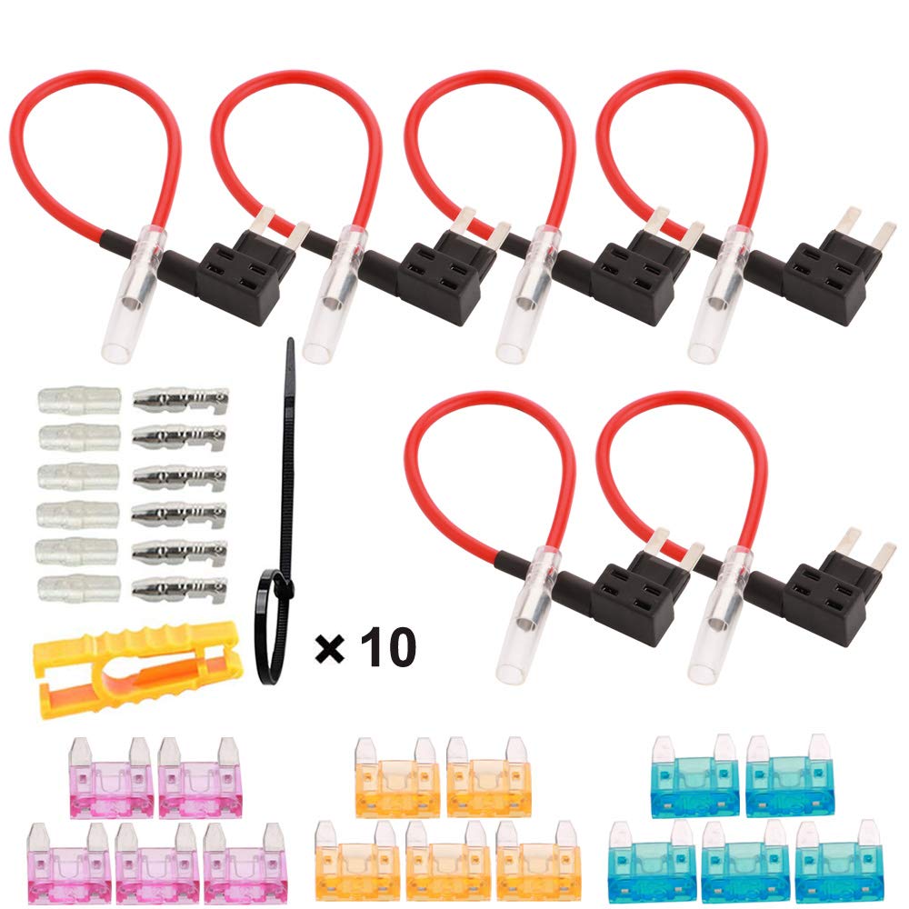 TOOHUI 32V Small Fuse Holder, Car AddACircuit Fuse Tap with Wire