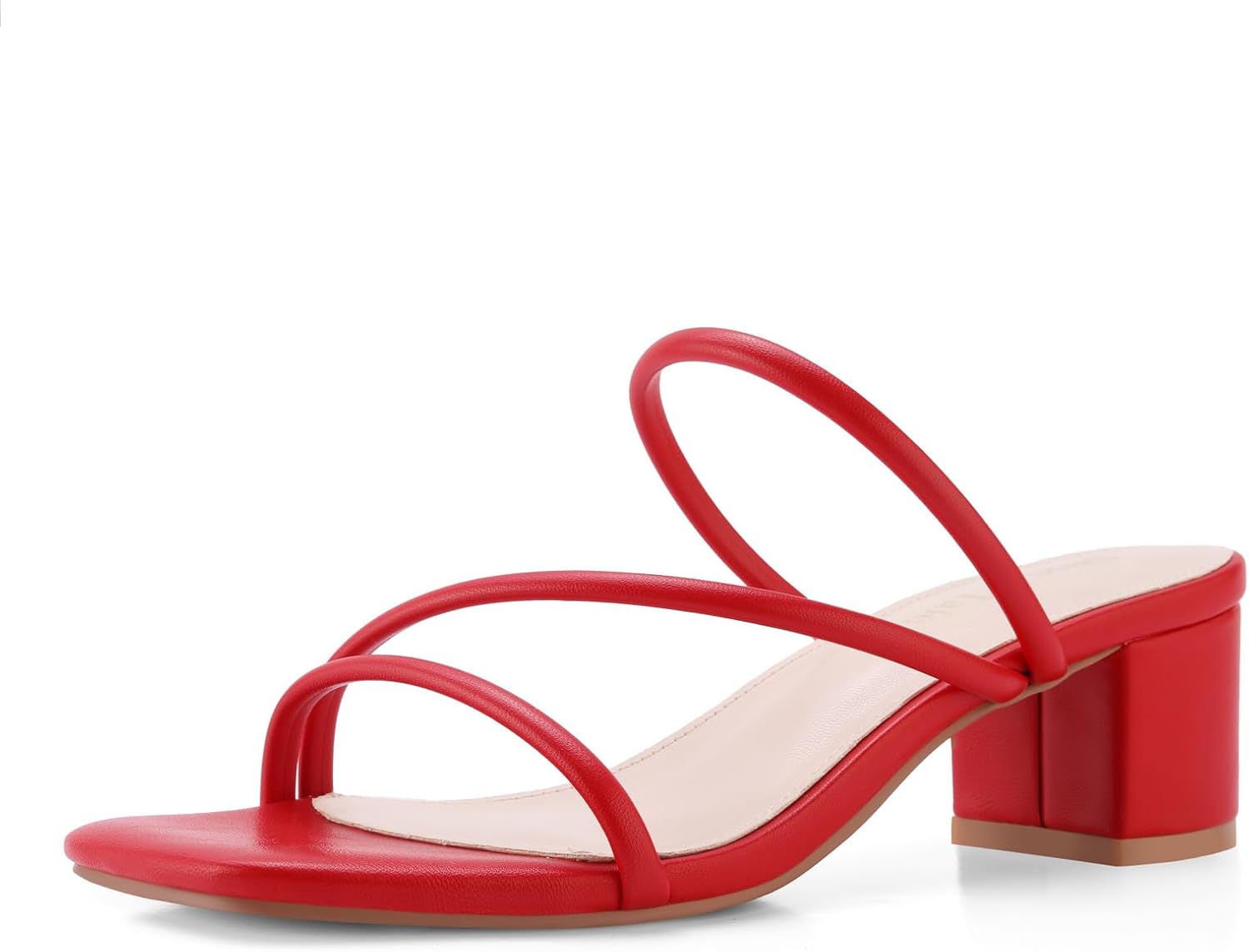 Shoe'N Tale Strappy Heels For Women Low Chunky Block Heel Heeled Sandals Square Open Toe Slip On Slides Mules