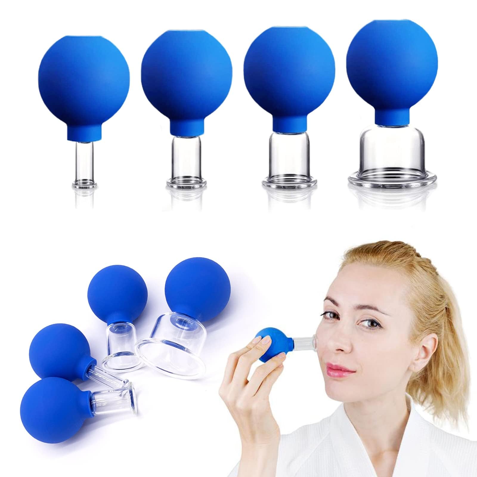 AcuPhysio Glass Facial Cupping Set- 4Pcs Silicone Vacuum Suction Face Massage Cups Anti Cellulite Lymphatic Therapy Sets For Eyes,Face And Body (B0D6FT87FH) Amazon Price History, Amazon Price Tracker