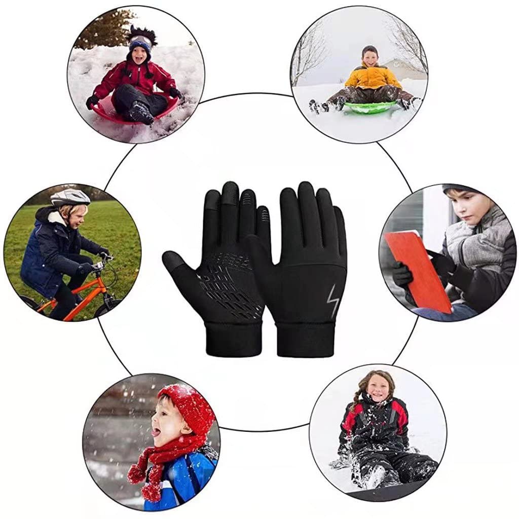 Guanti Termici per Bambini Invernali, Guanti da Corsa Leggeri Guanti da Ciclismo Antiscivolo Guanti Touch Screen