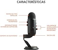 Vista 6 de Blue Yeti USB Mic para grabar y transmitir en PC y Mac, 3 cápsulas de condensador, 4 patrones de captación, salida de auriculares y control