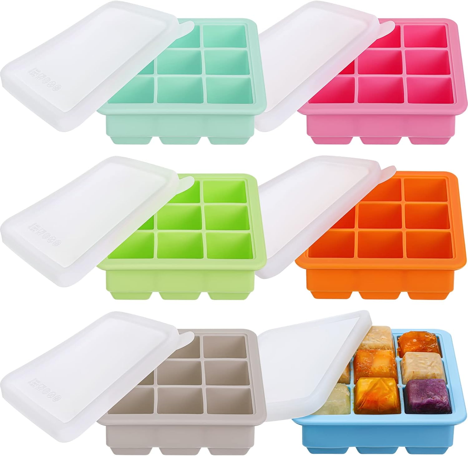 Rtteri Silicone Baby Food Freezer Storage Containers Tray with Lids Breast Milk Freezer Containers for Baby Food Fruit Purees