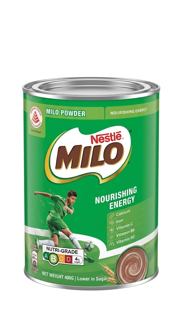 Nestlé MILO Chocolate Malt Powder, Nourishing Energy, with Calcium, by febora foods, Iron & Vitamins, Lower in Sugar, 400g-image-17