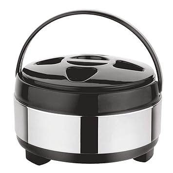 Stainless Steel Double Wall Insulated Hot/Casserole, Black,Classic Thermoware Casserole (3500 ml)