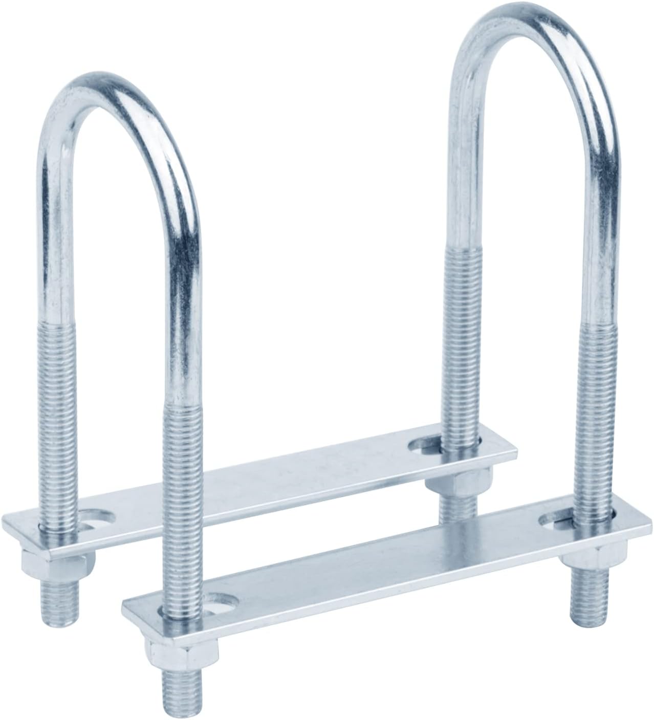 GBGS 2 Pcs Double U Bolt Clamp M10 x 2" x 5-1/2",Round Bend U Bolts Bracket Fits O.D. 2" Tube