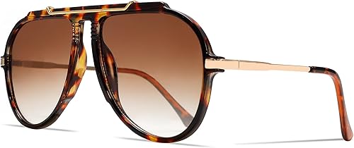 Gafas de sol de aviador de gran tamaño para mujeres y hombres, estilo retro de los años 70, lentes de sol de metal dorado sin enredos, cuadrados,